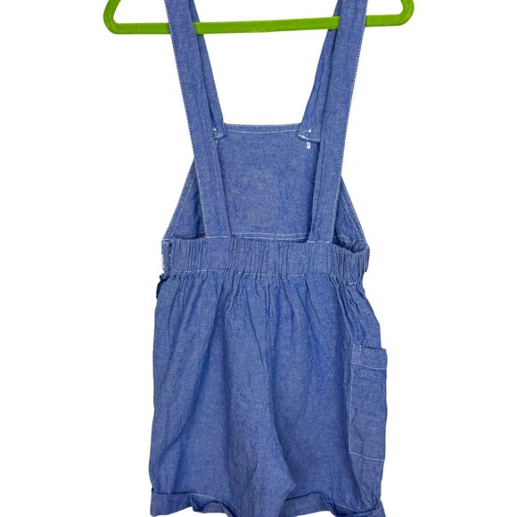 Artigianato Ricami Unisex Faux denim embroidered shorts overalls Size 2 - Picture 2 of 14